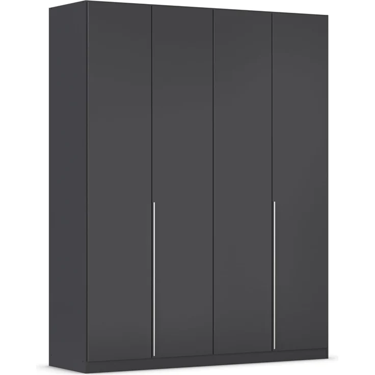 Rauch Möbel Alabama, Kleiderschrank für Schlafzimmer, Kinderzimmer, Wohnzimmer, Garderobe, Flur, 4-türig, mit Zubehör Classic, Farbe Grau metallic, Schwarz, Breite 181 cm