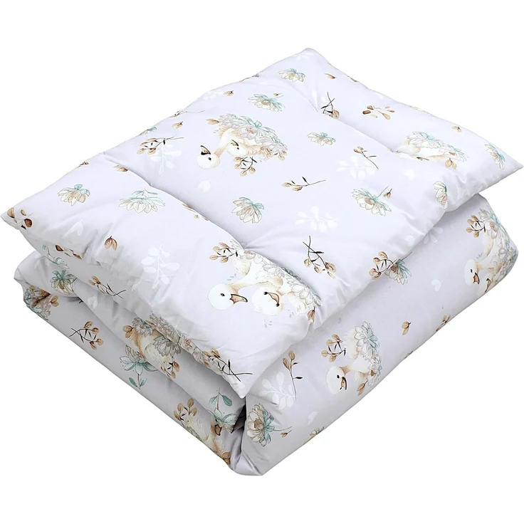 TupTam Kinderbettdecke-Set, Ganzjahresdecke, 2tlg., 1x Bettdecke, 1x Flachkissen, Schwäne Grau, 135x100 cm – Bild 1