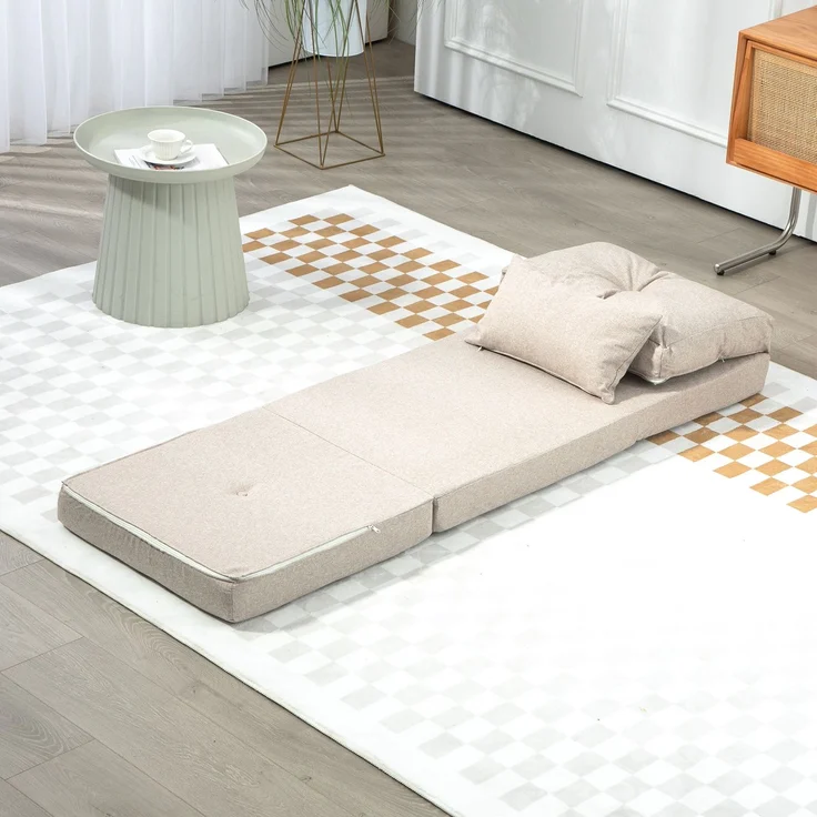 HOMCOM Schlafsessel, Leinen, Metall, Beige, 80 x 60 x 56 cm – Bild 8