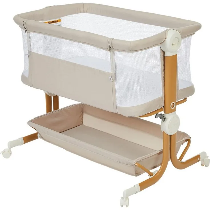 GarveeMore Babybett 3-in-1 Beistellbett Mobiles Babybett, höhenverstellbar, atmungsaktiv