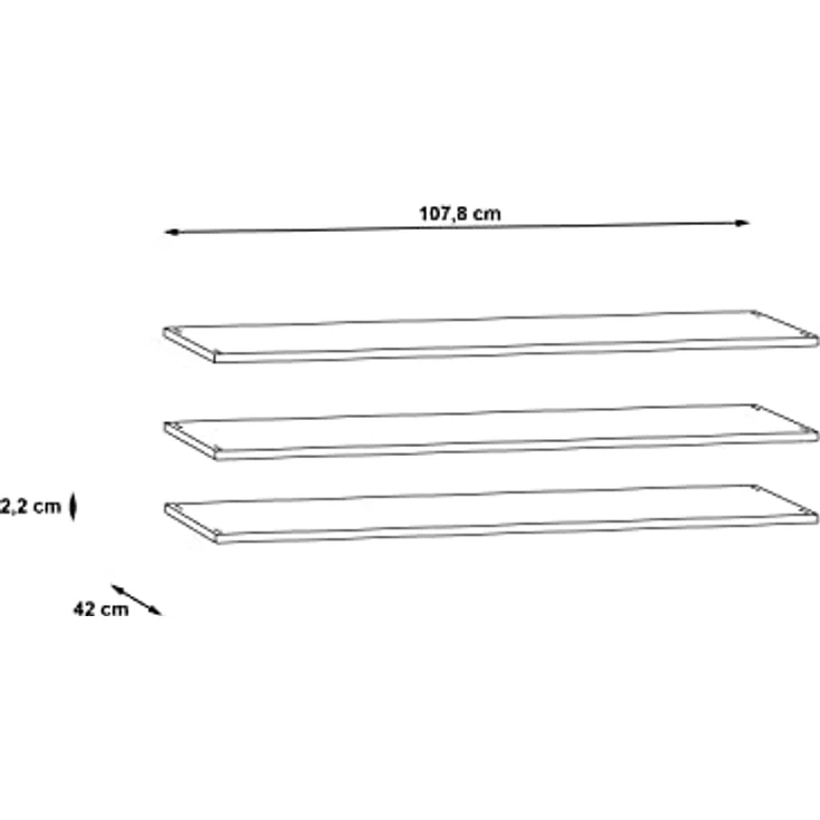 FORTE 3-er Set Einlegeböden breit, Holwerkstoff, Grau, 107,8 x 42 x 2,2 cm – Bild 2