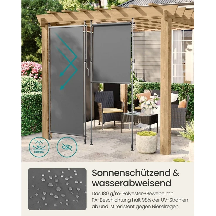 SONGMICS Markise Senkrechtmarkise, höhenverstellbar, kein Bohren erforderlich – Bild 2