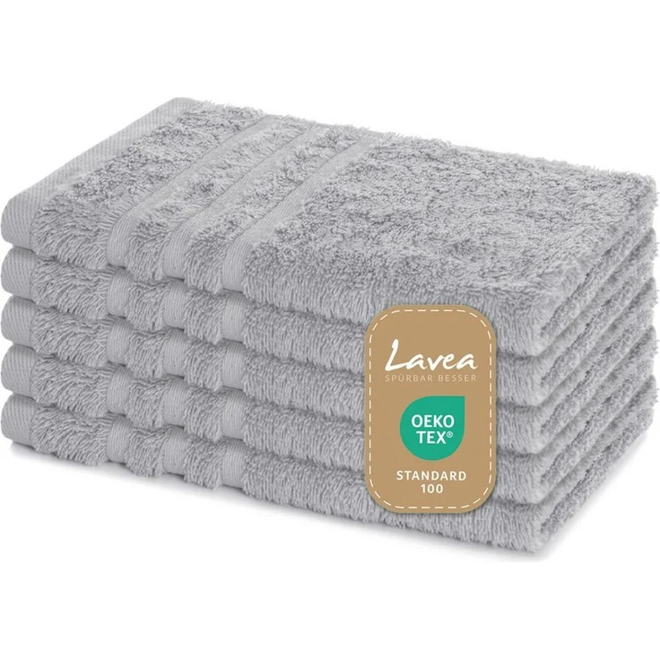 Lavea Gästehandtuch 5er Set Gästehandtücher, Elena Frottee, 30x50 cm Gästetuch, 100% Baumwolle (5er Set), 500 g/m² Frottier, weich & saugstark, pflegeleicht – Bild 1