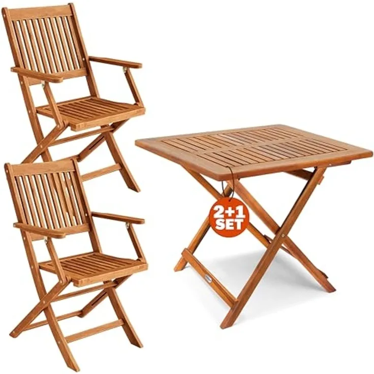 Casaria Balkonset, (3-tlg), Set 2 Personen Holz FSC®-zertifizierte Stühle 160kg Belastbar Balkon