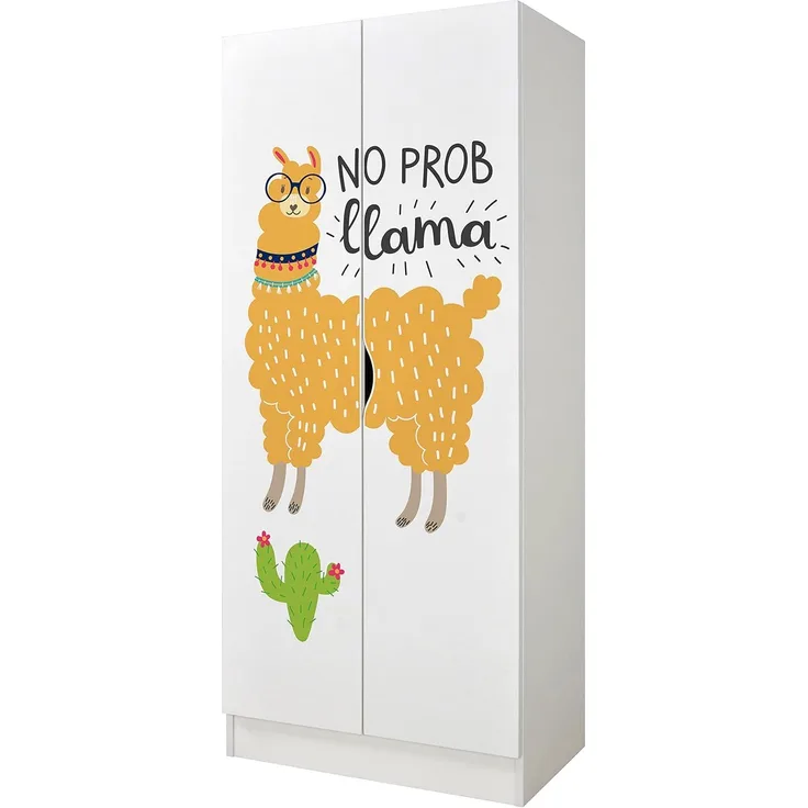 Weißer zweitüriger Kleiderschrank - Roma - Möbel für Kinder, Thema: Lama