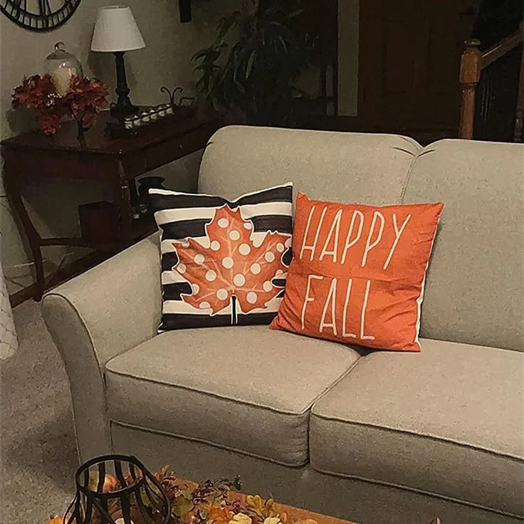 Bomiclss Kissenbezüge Herbst Kissenbezug 45x45 cm Halloween Kissenhülle Kürbis Deko kissen, (4 Stück), für Schlafzimmer Wohnzimmer Couch Zierkissen – Bild 2