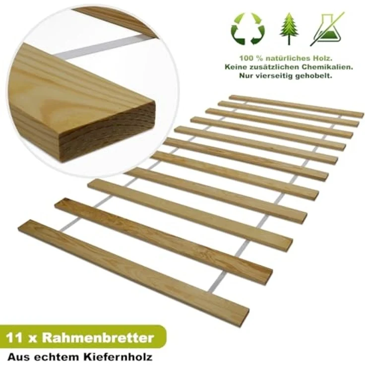 Lattenrost Lattenrost Rollrost Bettrost Lattenrahmen Kiefer Holz Massiv Bett, Furnify – Bild 2
