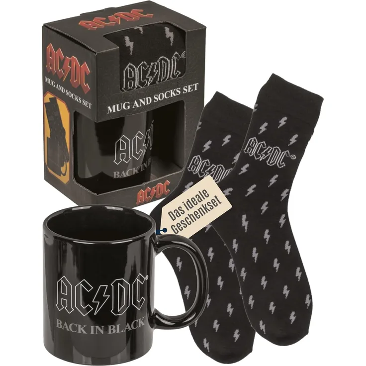 AC/DC Set Geschenkset Tasse und Socken Strümpfe Fanartikel