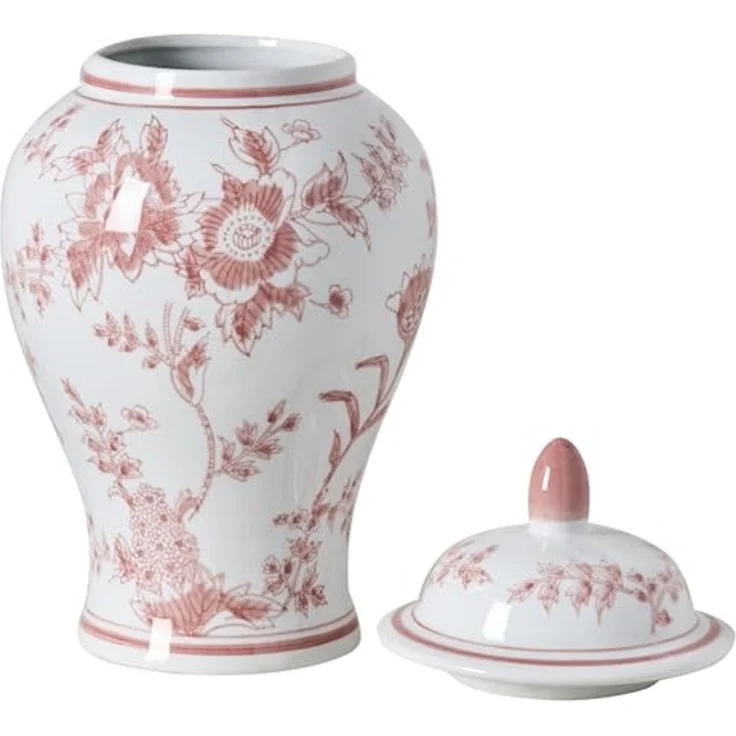 Vase mit Deckel SEWILLA 38 cm Porzellan Rot Weiß – Bild 4