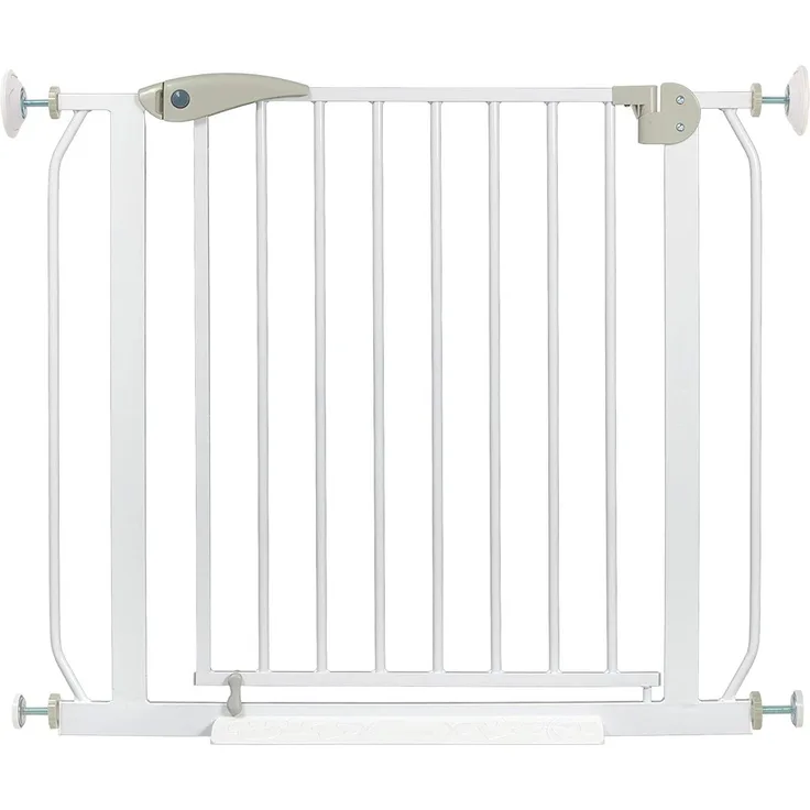 ib style Berrin XXL Treppengitter inkl. Wandschutzkappen + Bodenplatte | Ohne Bohren | 85-95 cm