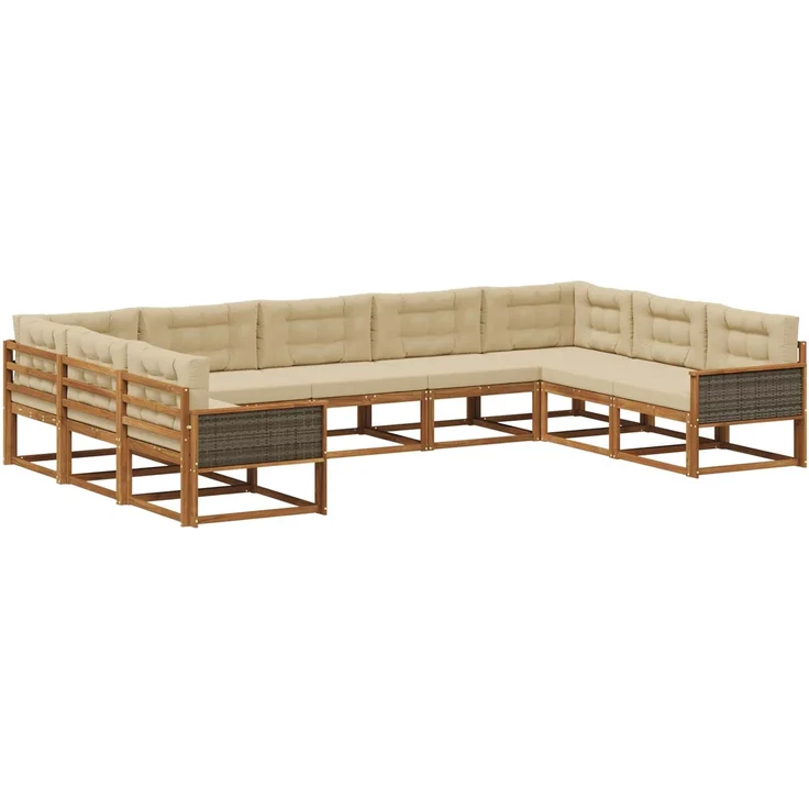 vidaXL Outdoor-Sofagarnitur 9 stk. 9-Sitzer Natur und Beige 3382881 – Bild 2