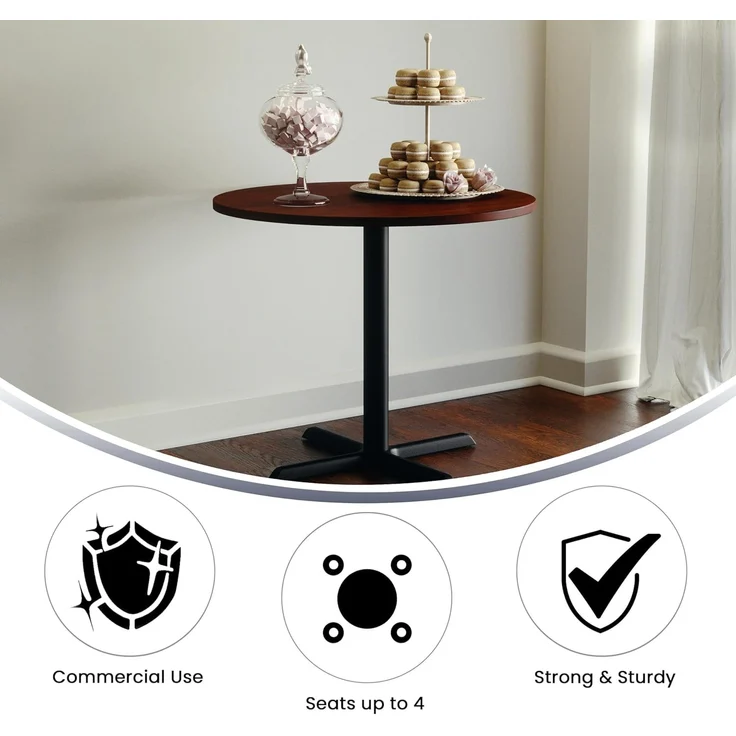 Flash Furniture Chapman 91,4 cm runder Mehrzweck-Konferenztisch, Business-Tisch für Büro und Konferenzräume, Kirsche – Bild 5