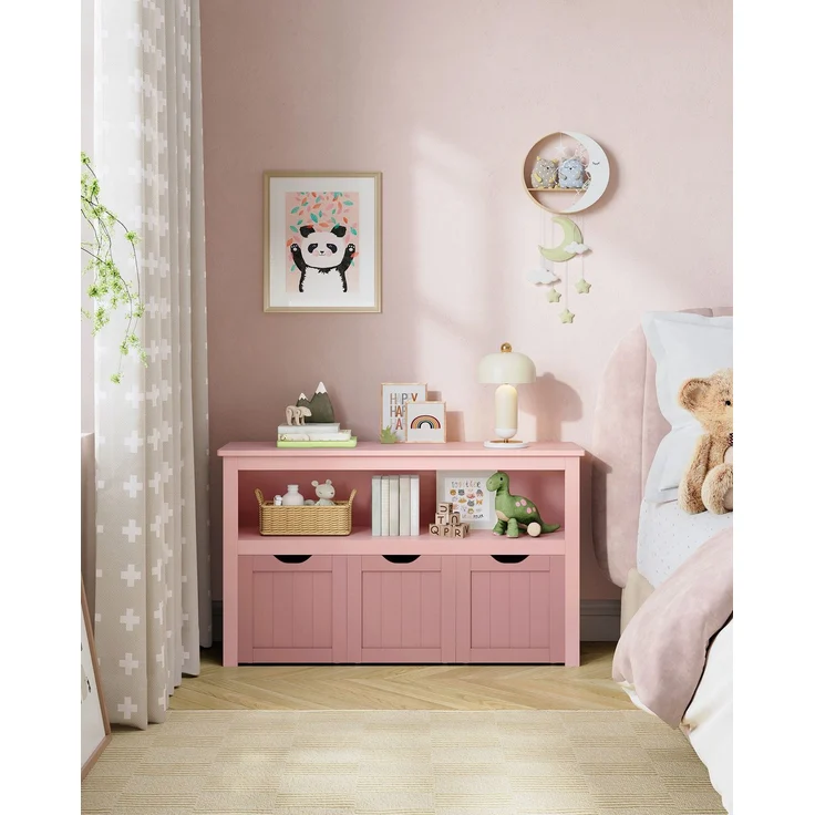 Songmics 'Vasagle' Kinderregal mit Rollen, Holzwerkstoff pastellrosa, 30 x 102 x 60 cm – Bild 2
