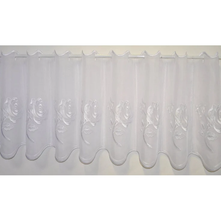 Stickereien Plauen Scheibengardine Rosentraum (1 St), Stangendurchzug, transparent, Voile