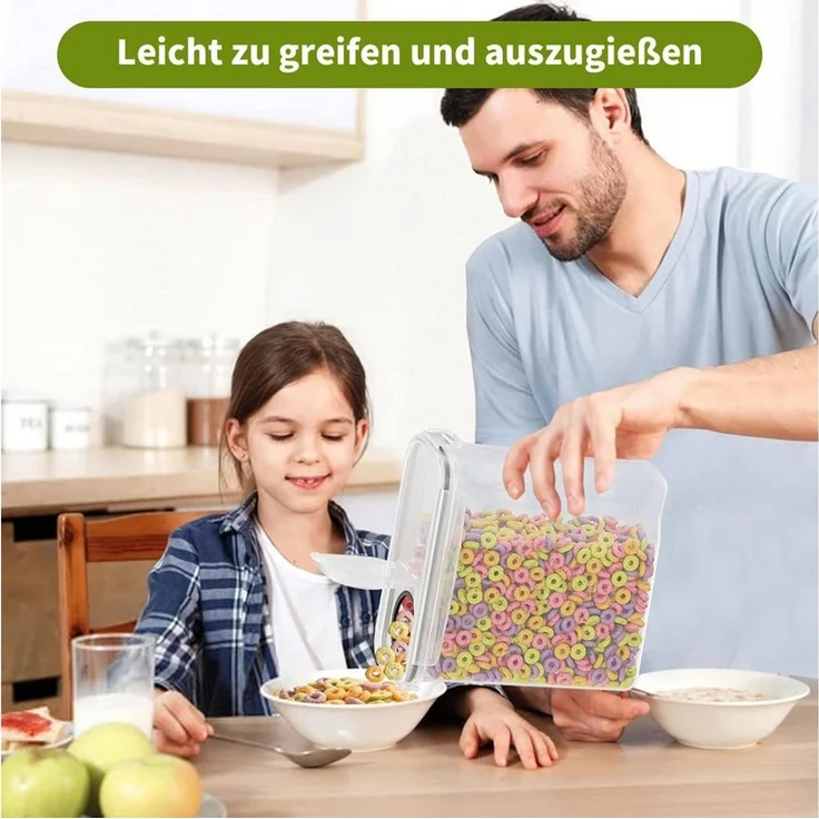 AIMAX Vorratsdose 4L Vorratsdosen mit Deckel luftdicht, Frischhaltedosen, vorratsgläser, Vorratsgläser für Müsli, Reis, Mehl, Futter Haustiere usw - 4 Stück – Bild 4