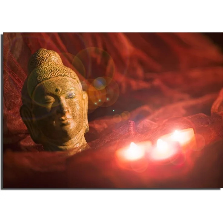 LED Wandbild, Buddha mit Kerzen, L 45 cm