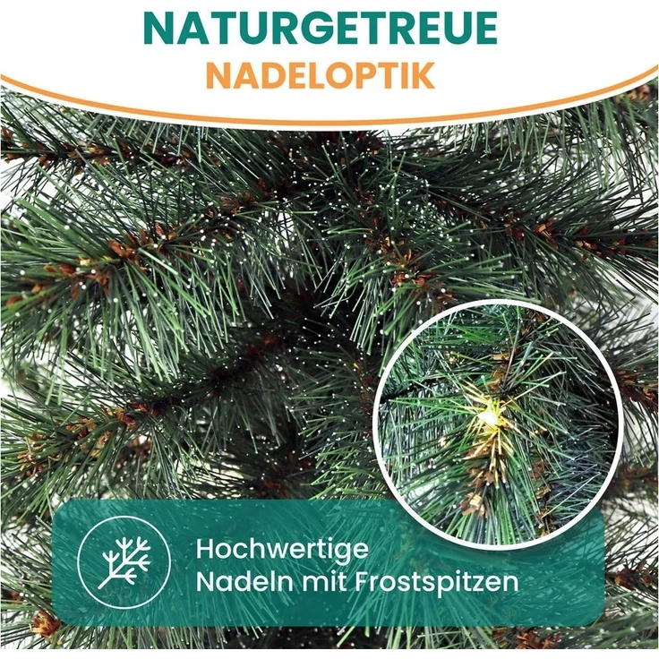 Gartenpirat Künstlicher Weihnachtsbaum mit Drahtlichterkette LED´s warmweiß Kiefer Christbaum, Kiefern ähnlich, Jutesack ummantelter Baumständer, integrierte LED-Drahtlichterkette – Bild 3