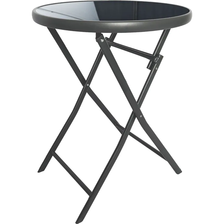 Klappbarer Bistrotisch Balkontisch Garten Terrasse Glastisch rund ⌀ 60 cm