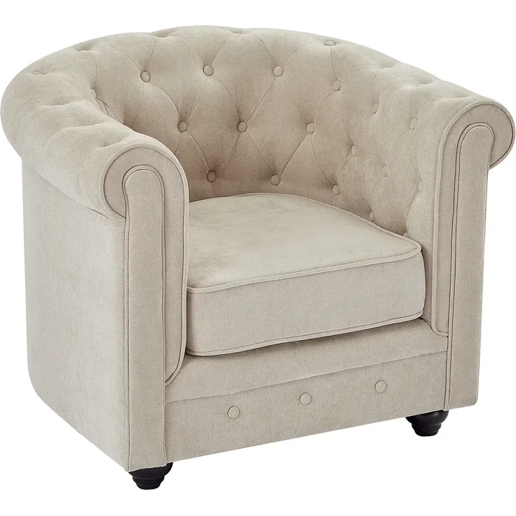 Vente-unique - CHESTERFIELD Sessel Stoff Beige - B 78 cm x H 72 cm x L 82 cm – Bild 3