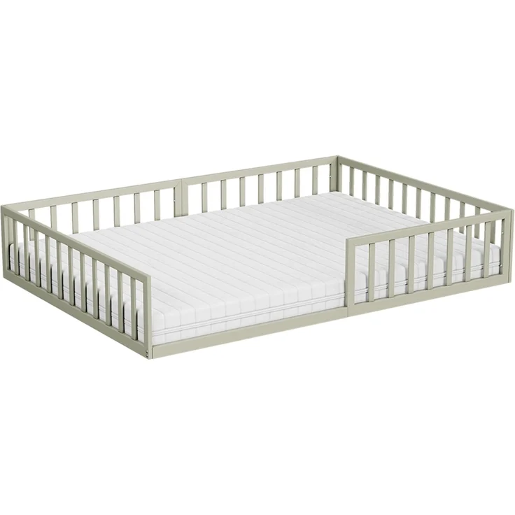 Bodenbett aus Metall Minno Greige 140x200 mit Matratze Vitalispa – Bild 1