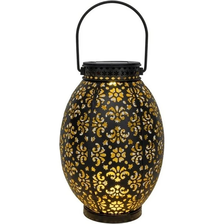 Spetebo LED Solarleuchte LED Solar Laterne mit Blumen Muster - 23 x 16 cm, 2, LED fest integriert, warmweiß, Garten Deko Tisch Hänge Lampe – Bild 4