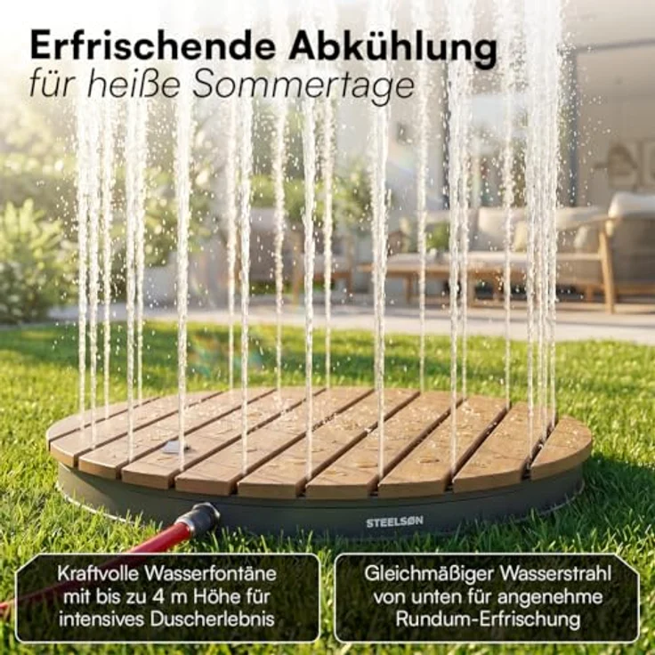STEELSØN 'Samaya' Bodendusche rund, Gartendusche braun/grau, Campingdusche wetterfest, Saunadusche, Fontänenhöhe bis zu 4m, inkl. Fußrad – Bild 6