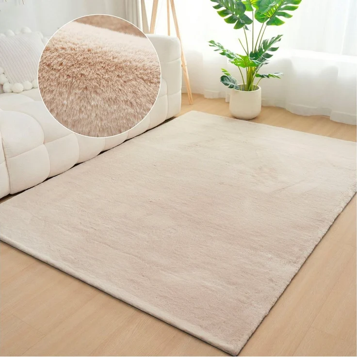 Bruno Banani Fellteppich Rabbit 2, Kunstfell Teppich, Modern, rechteckig, Höhe: 25 mm, Kaninchenfell-Haptik, sehr weich, Wohnzimmer, Schlafzimmer, Esszimmer – Bild 5