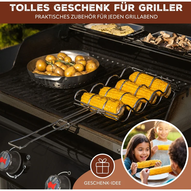 Maiskolben-Grillhalter für 4 Maiskolben / Edelstahl / 3 Größen einstellbar / ca. 55 x 17,5 cm – Bild 5
