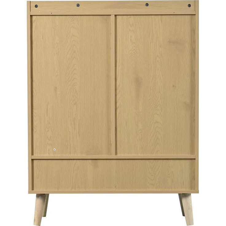 Merax Sideboard aus natürlichem Rattan, Kommode Mit Holzgriffen und Massivholzbeinen. Maße: B80/H105/T35 cm – Bild 10