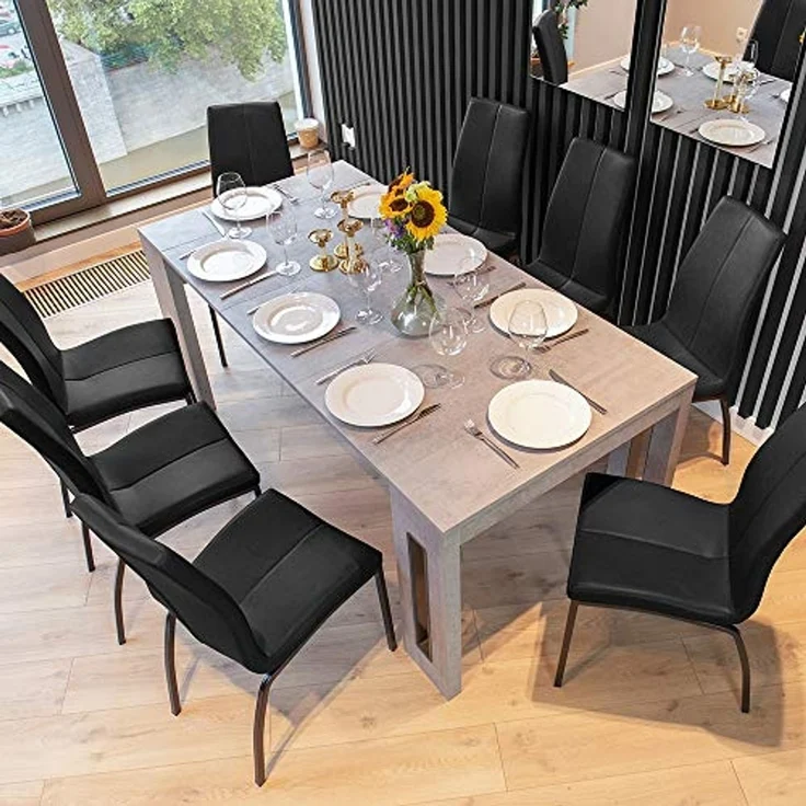 Selsey Polsterstuhl ZAGORAC - Esszimmerstuhl mit Kunstlederbezug und Metallbeinen (Schwarz) – Bild 7