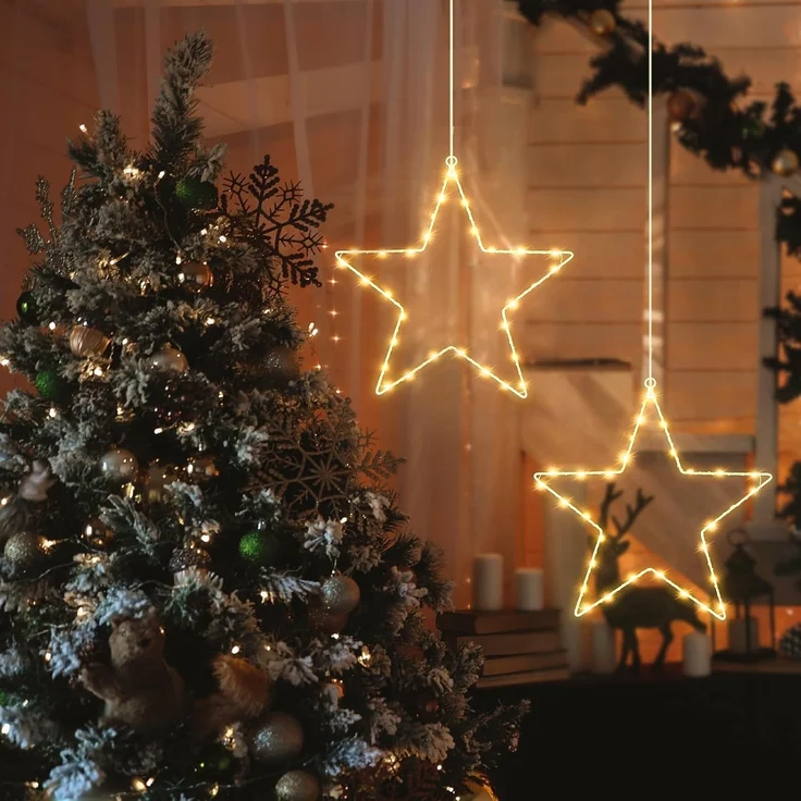 Salcar LED Stern LED Fensterdeko SternLED Weihnachtsstern Fensterlichter Weihnachtsdeko, LED fest integriert, Batteriebetrieben mit Timer, 8 Modi Weihnachtsbeleuchtung – Bild 6