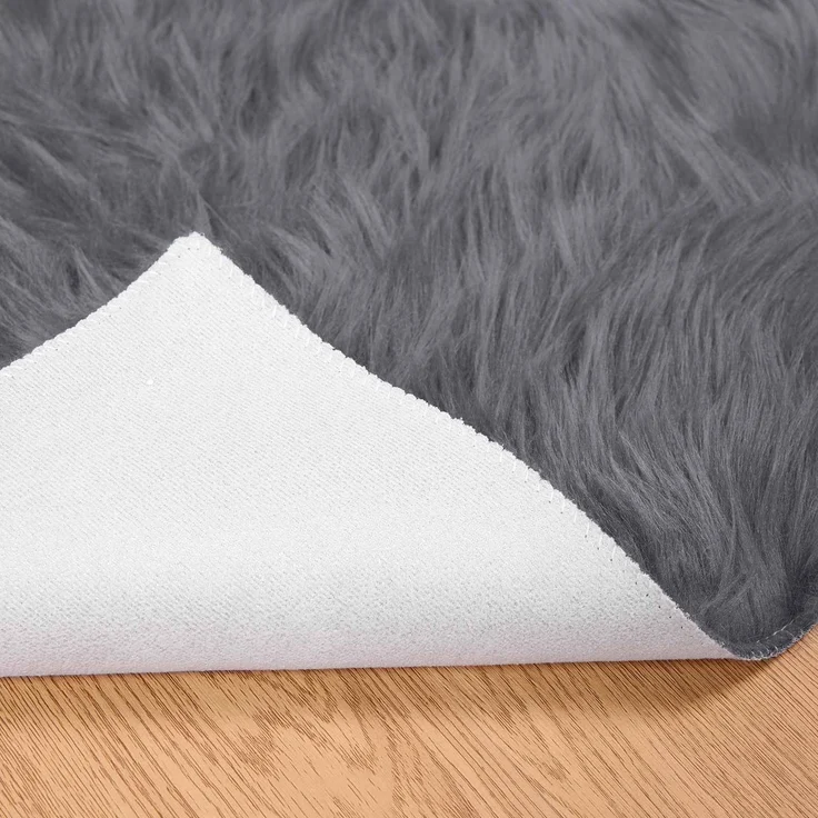 vidaXL Kunstschaffell Teppich Tafalla Anthrazit 160 x 230 cm Polyester 42021594 – Bild 5