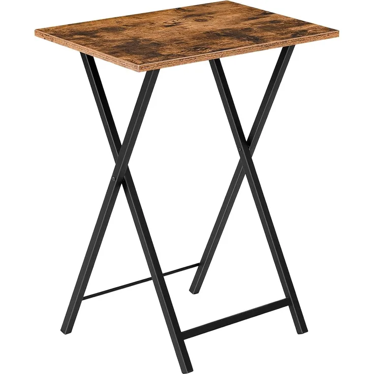 HOOBRO Beistelltisch, Klappbar Tablett Tisch, Sofatisch, TV Tray im Industriestil, Einfach Montierbar, Dunkelbraun-Schwarz EBF15BZ01