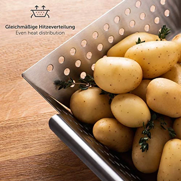 Blumtal Grillschale Grillkorb aus 100% Edelstahl, Edelstahl, (Grillzubehör, 1-St), perfekt für Grillgemüse, Grillschale geeignet für alle Grillarten – Bild 8