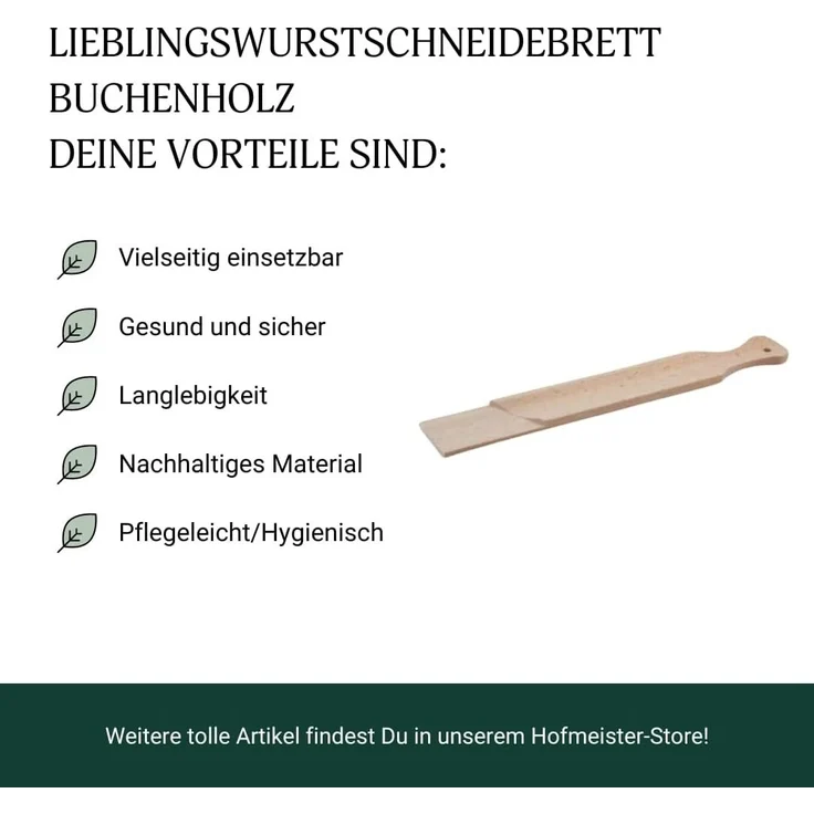 HOFMEISTER Wurstschneidebrett Buchenholz 36 cm / Schneidebrett – Bild 3