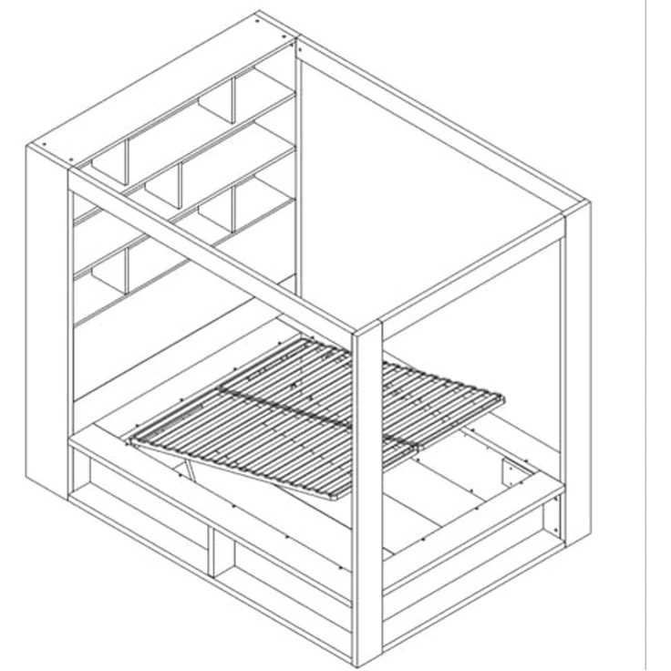 QMM TraumMöbel Himmelbett Calgary 160x200 weiß mit Lattenrost 2 Bettkasten, Regal (Einzelnes Möbelstück, Bett), mit Bettkasten und integriertem Bücherregal – Bild 4