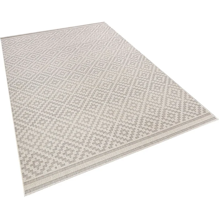 In- & Outdoorteppich Raute Grau Creme - 200 x 290 x 0 cm – Bild 2