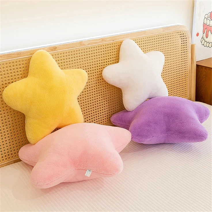 Kuschelkissen Kinder Niedlich Stern Plüsch Kissen Dekokissen Weiche Flauschige Sternform Zierkissen Sofakissen für kuschelecke Kinderzimmer Schlafzimmer Deko (Lila,28 cm) – Bild 4