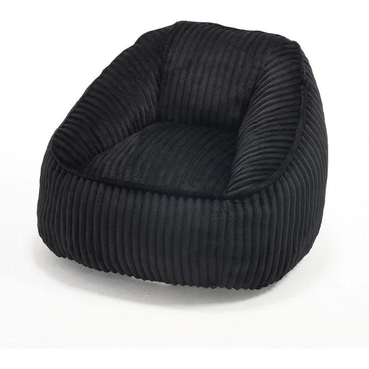 Bean Bag Stuhl mit Memory-Schaumstofffüllung, gestreifter Blasen-Plüsch, flauschig, gemütlich, gemütlicher Sofa für Wohnzimmer, Wohnungen und Schlafsäle--Schwarz--98x92x73cm--YOUDENOVA – Bild 8