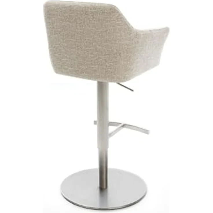Barstuhl Yulo-Flex Webstoff Soft Beige Drehfuß höhenverstellbar Edelstahl Silberfarben – Bild 6
