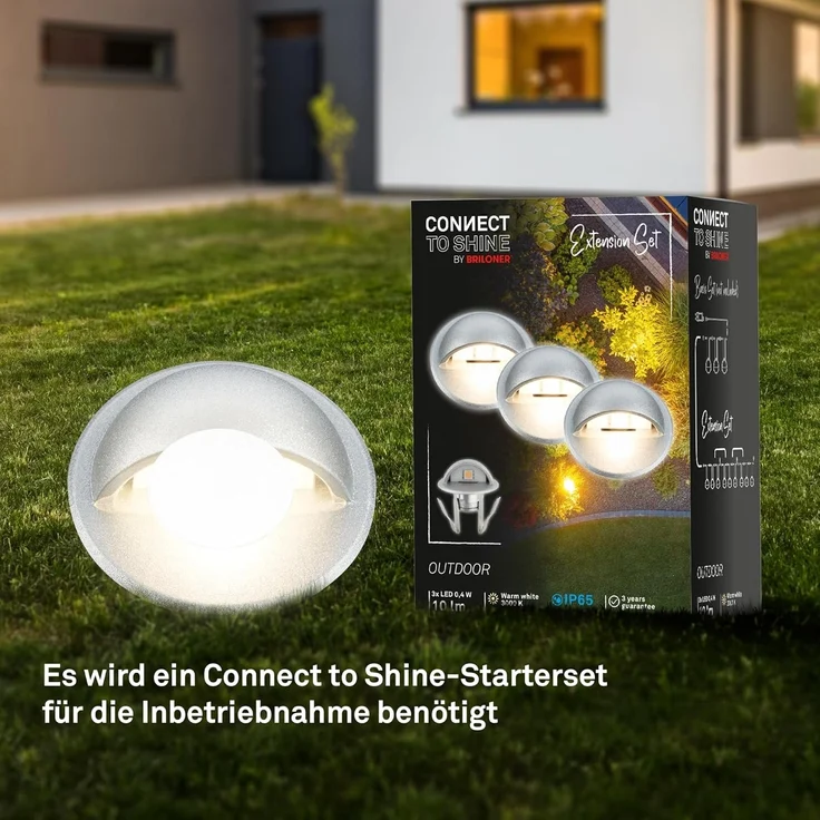 Briloner LED Außen-Bodenstrahler Teak Connect to Shine 3er Ergänzungsset 10 W warmweiß – Bild 2
