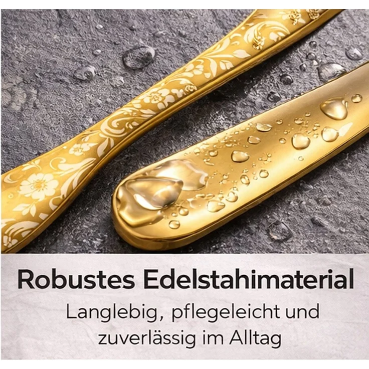 Diwzbyn Besteck-Set 20-teilig für 4 Personen – Edelstahl Messer (20-tlg), Gabeln & Löffel, elegantes Pfingstrosen-Design für Küche und Esstisch – Bild 4