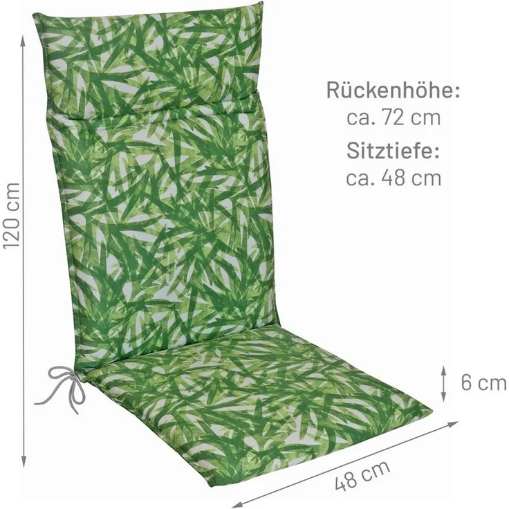 KETTLER Hochlehnerauflage Design 931 Palmenmotiv, (1 St), Gartenstuhlkissen Hochlehner 120x48x6cm, Grün – Bild 2