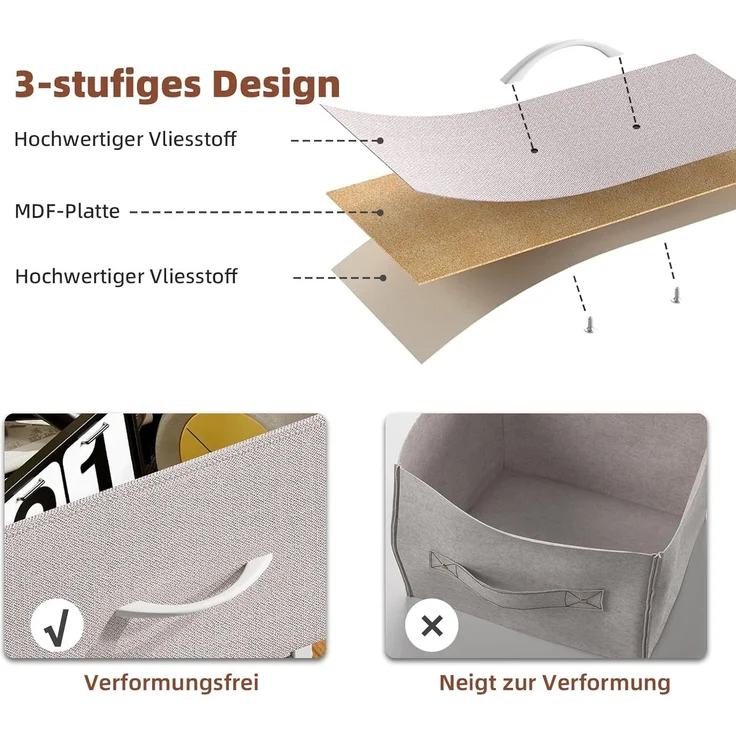 Somdot Kommode mit Schubladen, Stoffkommode, Kommode für Schlafzimmer Wohnzimmer Flur, Komodenschrank Schubladenschrank Aufbewahrungsschrank, 7 Stoffschubladen, Aschgrau – Bild 7