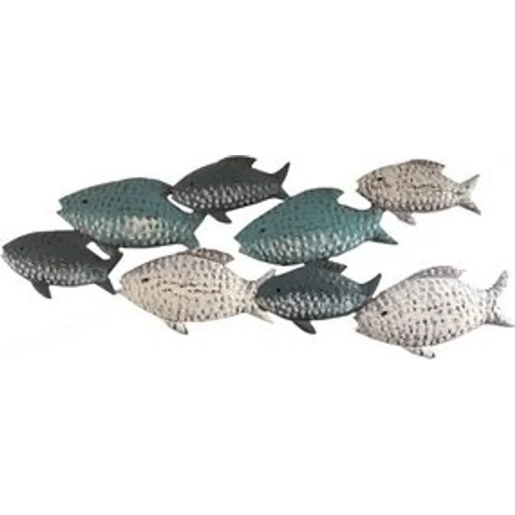LB H&F Lilienburg Wanddekoobjekt Wanddeko Wandobjekekt Bad Badezimmer Fische Metall Fisch (tierfigur schwarm schwarmfisch familie maritimes Design deko-wandbild modern eisen wandhänger schlafzimmer vintage blau weiss meer ozean see wandfigur dekofigur,... – Bild 6