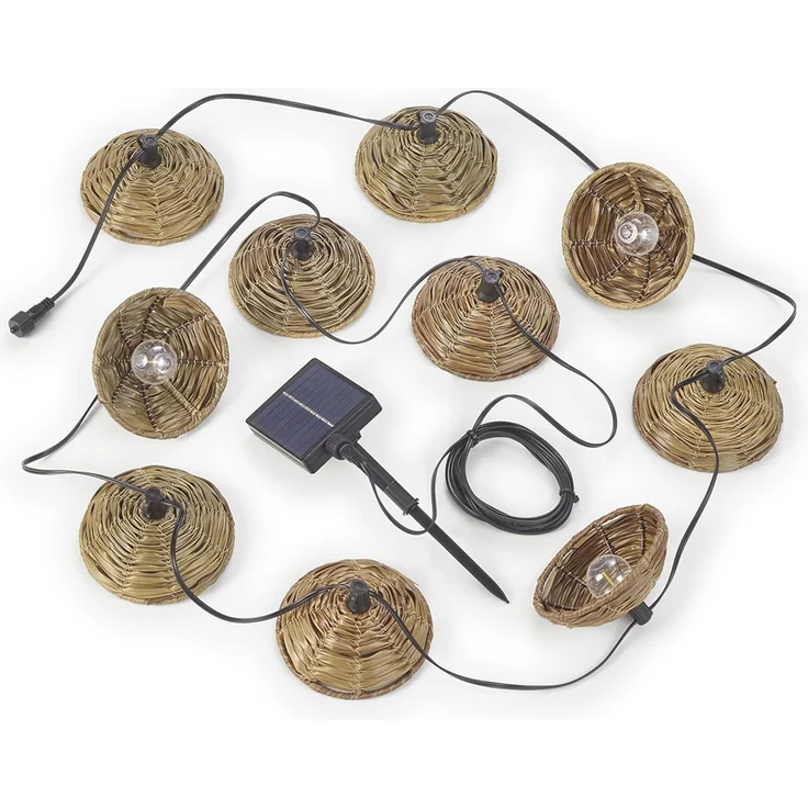 Outdoor Lichterkette MOOD mit 10 Schirmen Solar & USB aufladbar, Länge 5,7 Meter