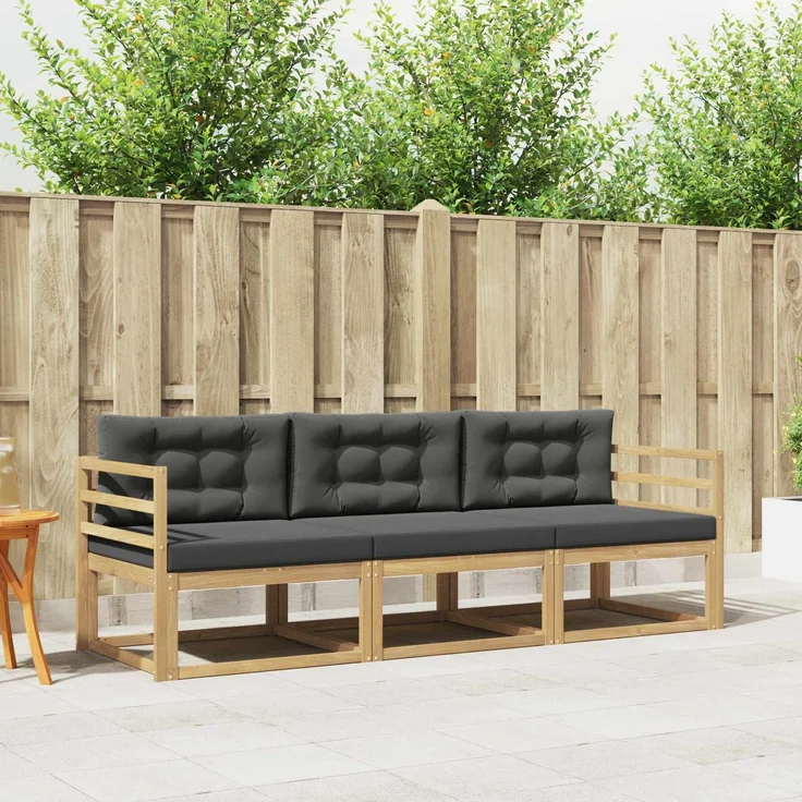 vidaXL Outdoor-Sofagarnitur 3 stk. Weiß und Anthrazit Polyester 3385976 – Bild 1