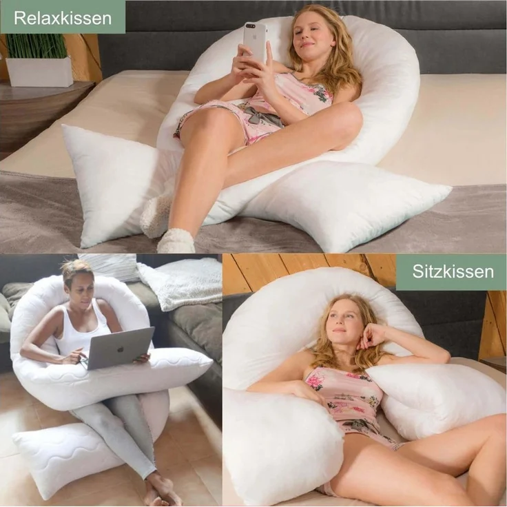 Traumreiter Seitenschläferkissen Traumreiter U Visco Kissen mit Bezug Velour Deluxe – Bild 3