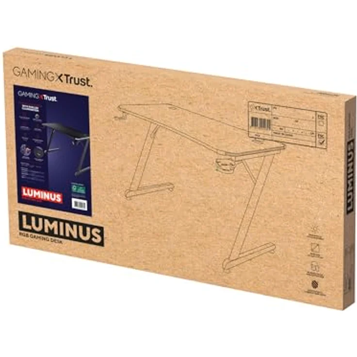 Trust Gaming GXT 709 Luminus RGB Gaming Tisch mit LED Beleuchtung, 10 Modi, USB-Betrieb, Gaming Schreibtisch mit Headset und Getränkehalter, Computertisch 120x60 für Büro, Gamer - Schwarz – Bild 17
