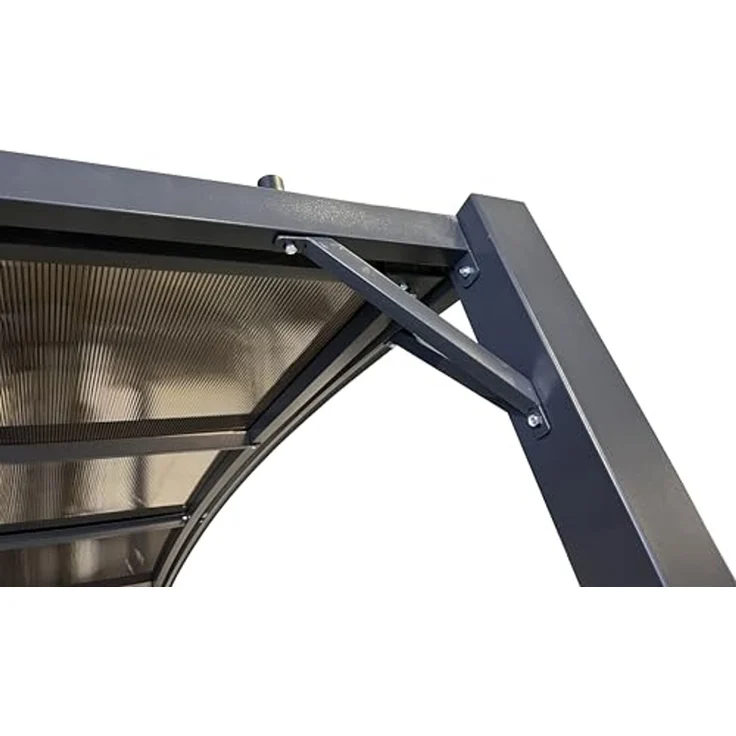 LECO Pergola JOTTA 4.0, Aluminium- und Stahlgestell anthrazit, Polycarbonat-Dach grau-transparent, 5,38x3 m – Bild 3